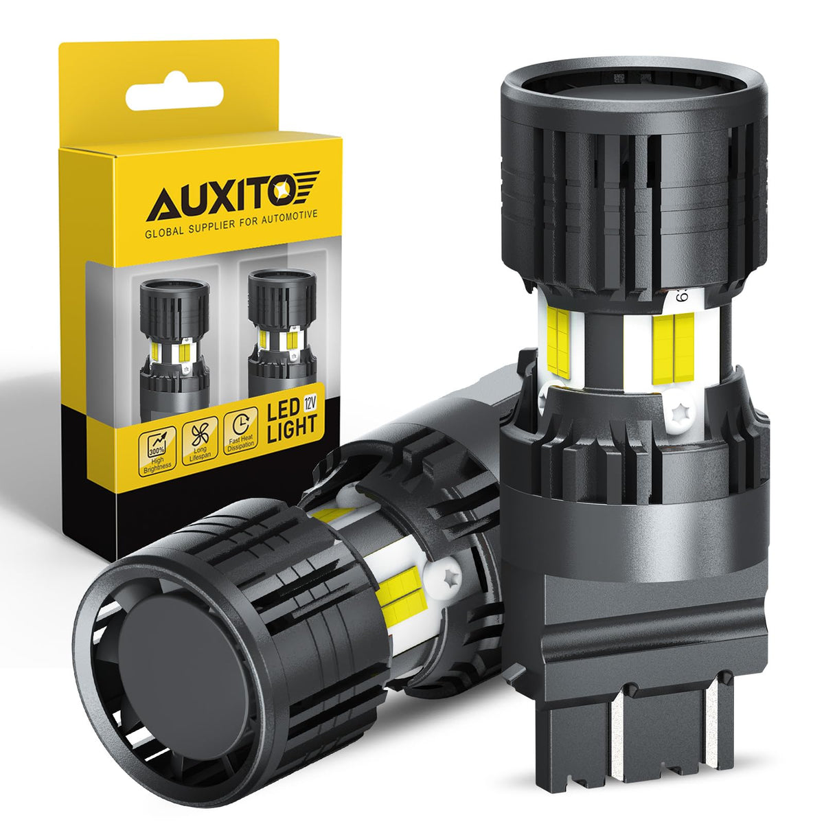 Auxito CANBUS 3157 LED bulbs—front illumination for safer night driving.