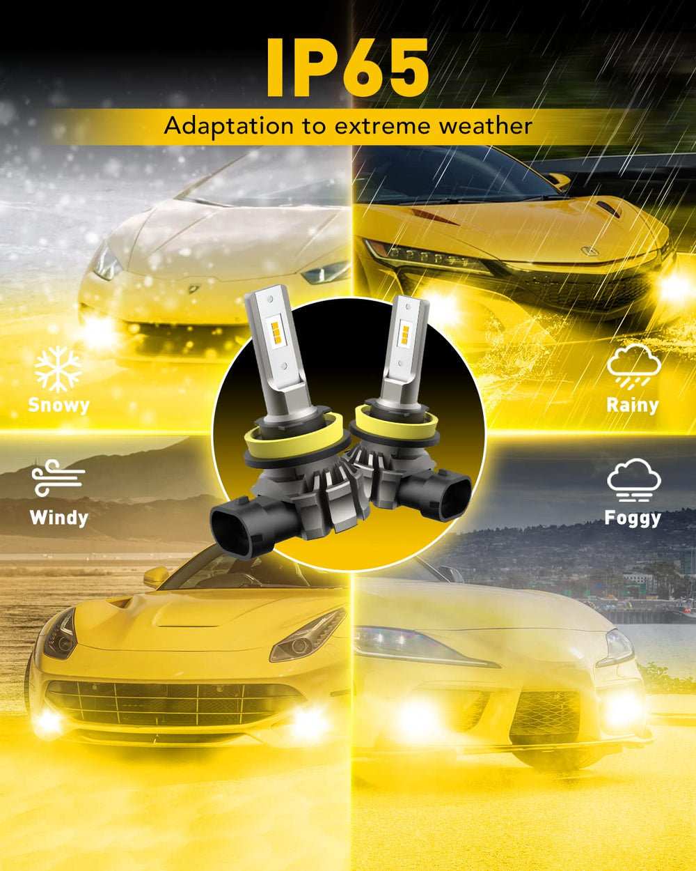 AUXITO CANBUS-ready yellow fog lamps prevent electrical interference in most vehicles
