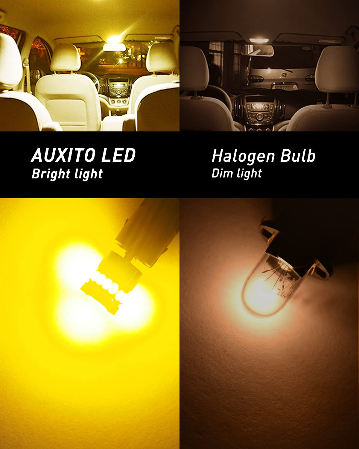 AUXITO car dome light in amber-yellow enhances cabin visibility