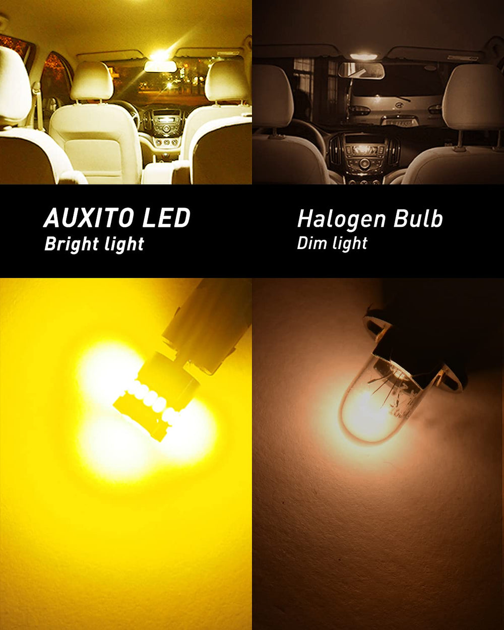 AUXITO car dome light in amber-yellow enhances cabin visibility