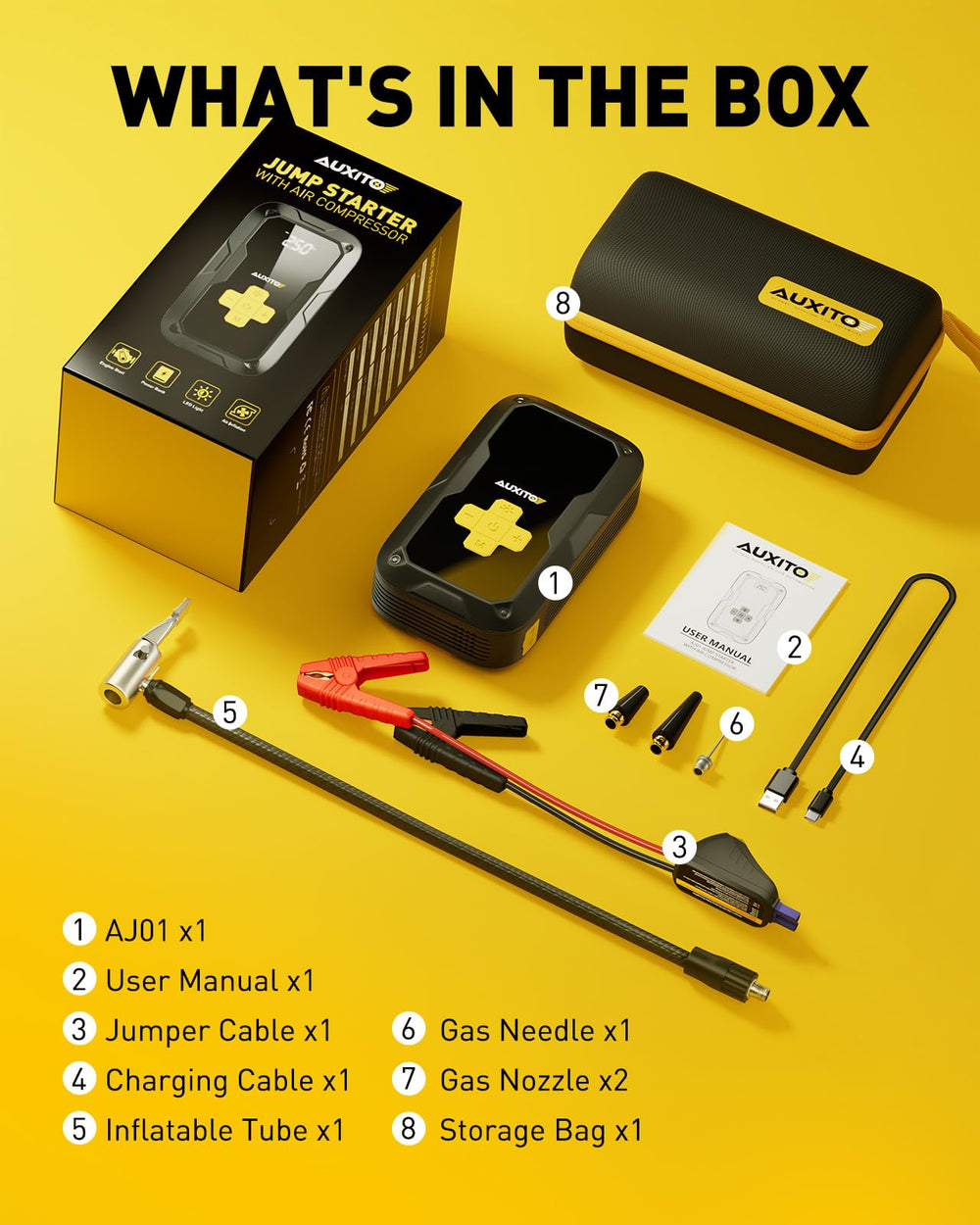 AUXITO compact, lightweight design makes it ideal for portable car emergency kits.