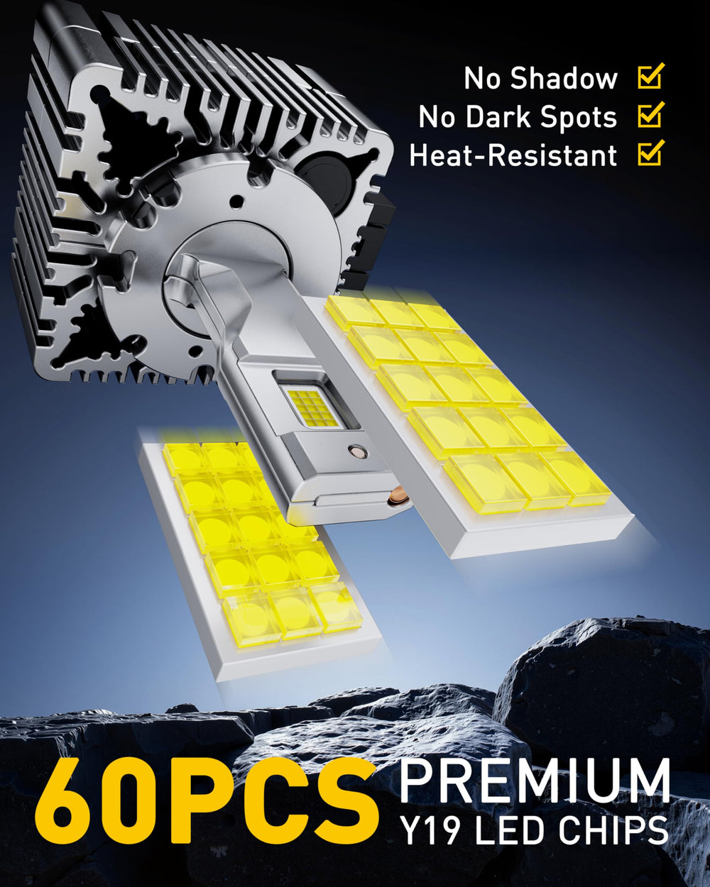 Auxito D3S bulbs delivering 360-degree beam coverage for wider visibility.