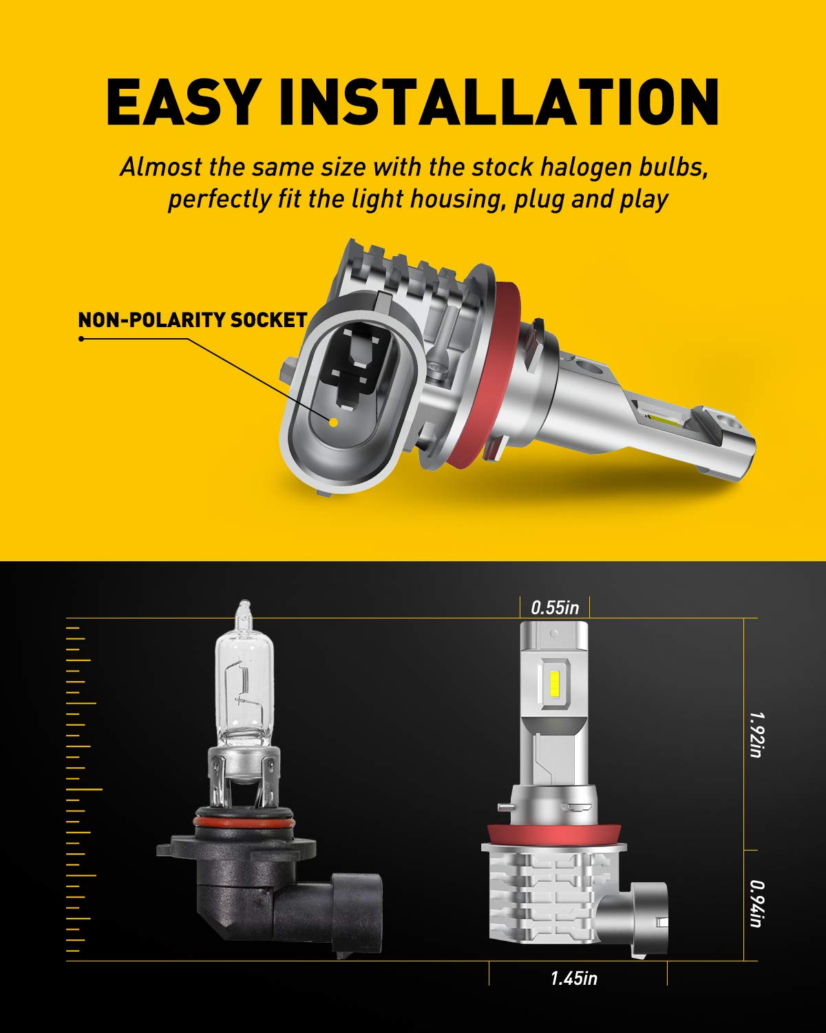Auxito fanless LED bulb heatsink and aviation aluminum body for quiet operation.