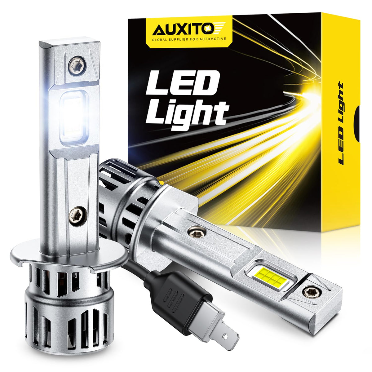 AUXITO H1 bulbs with 80000-lumen brightness for sharp night visibility