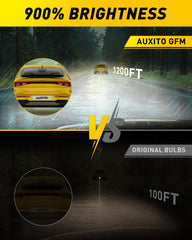 AUXITO H1 LED bulbs emit 6000K white light for clear night visibility
