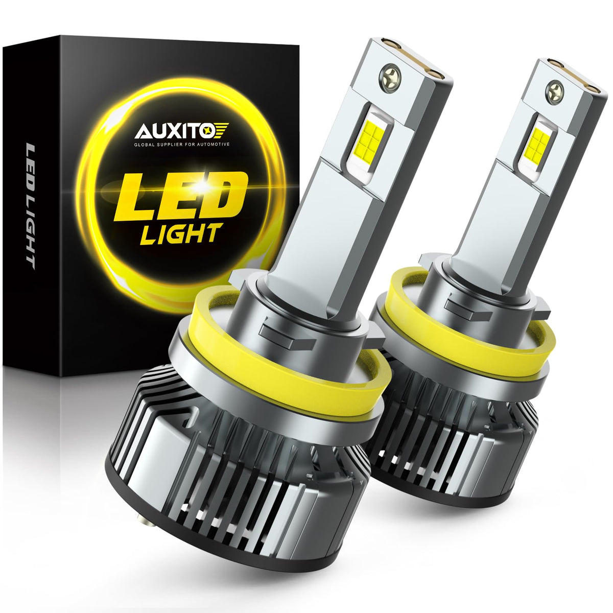 AUXITO H11 H9 H8 LED fog bulbs front view for brighter fog lighting