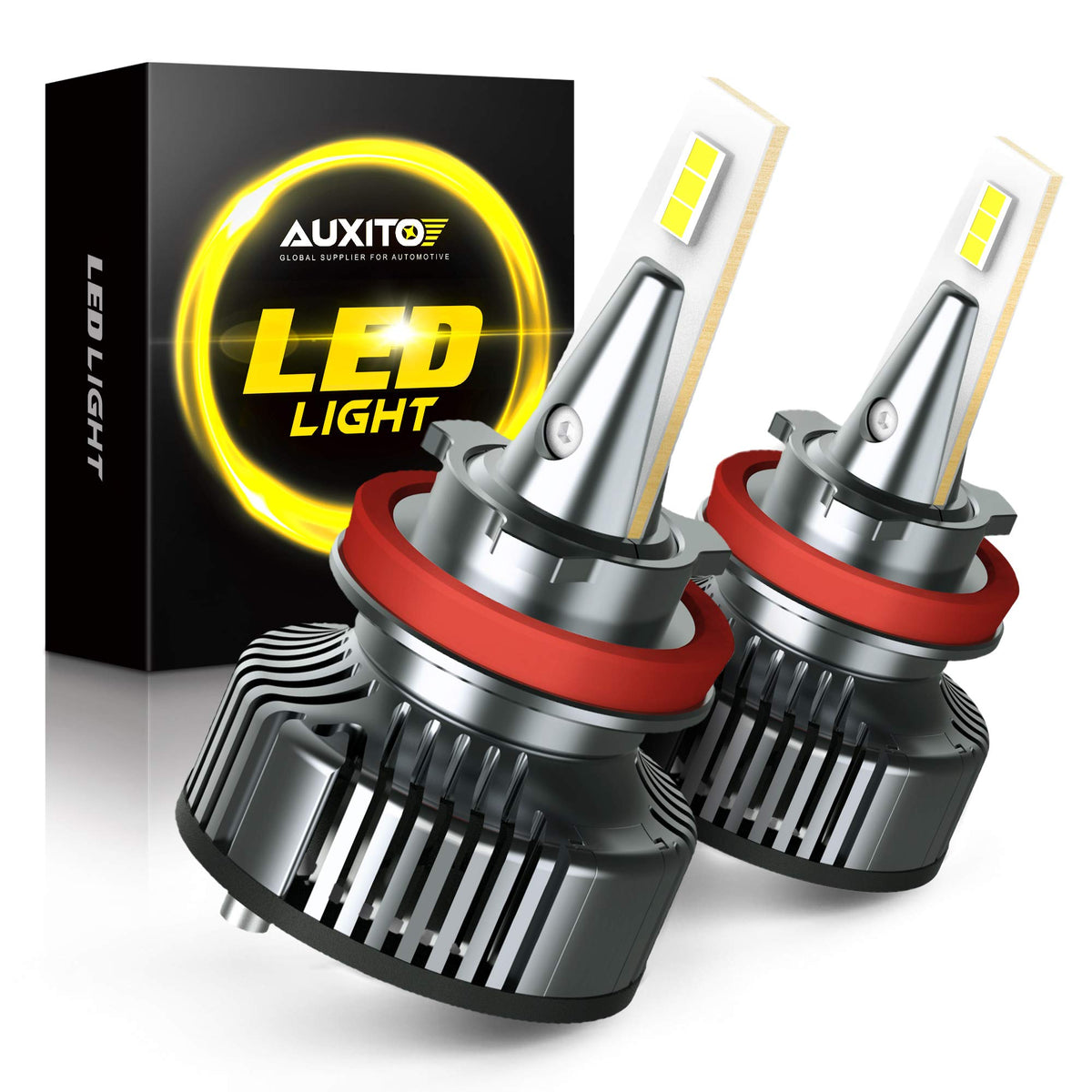 AUXITO H11 LED bulbs with angle adjustable beam for safer night driving.