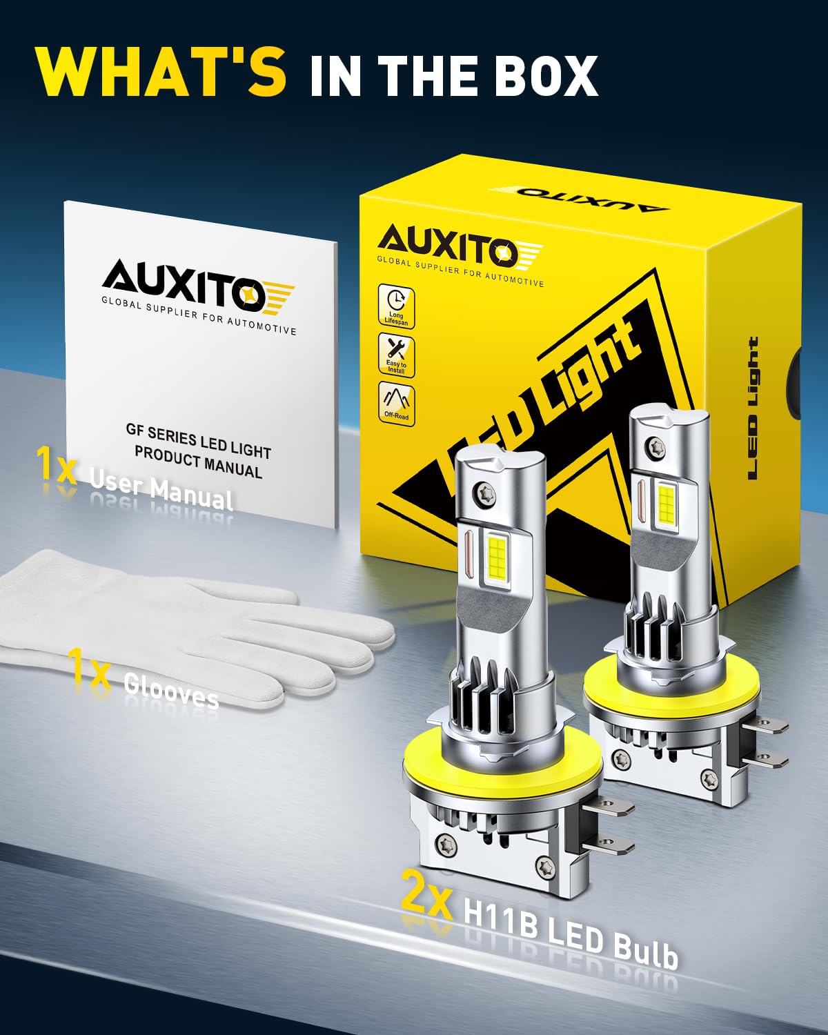 AUXITO H11B includes dual bulbs for a quick, reliable upgrade