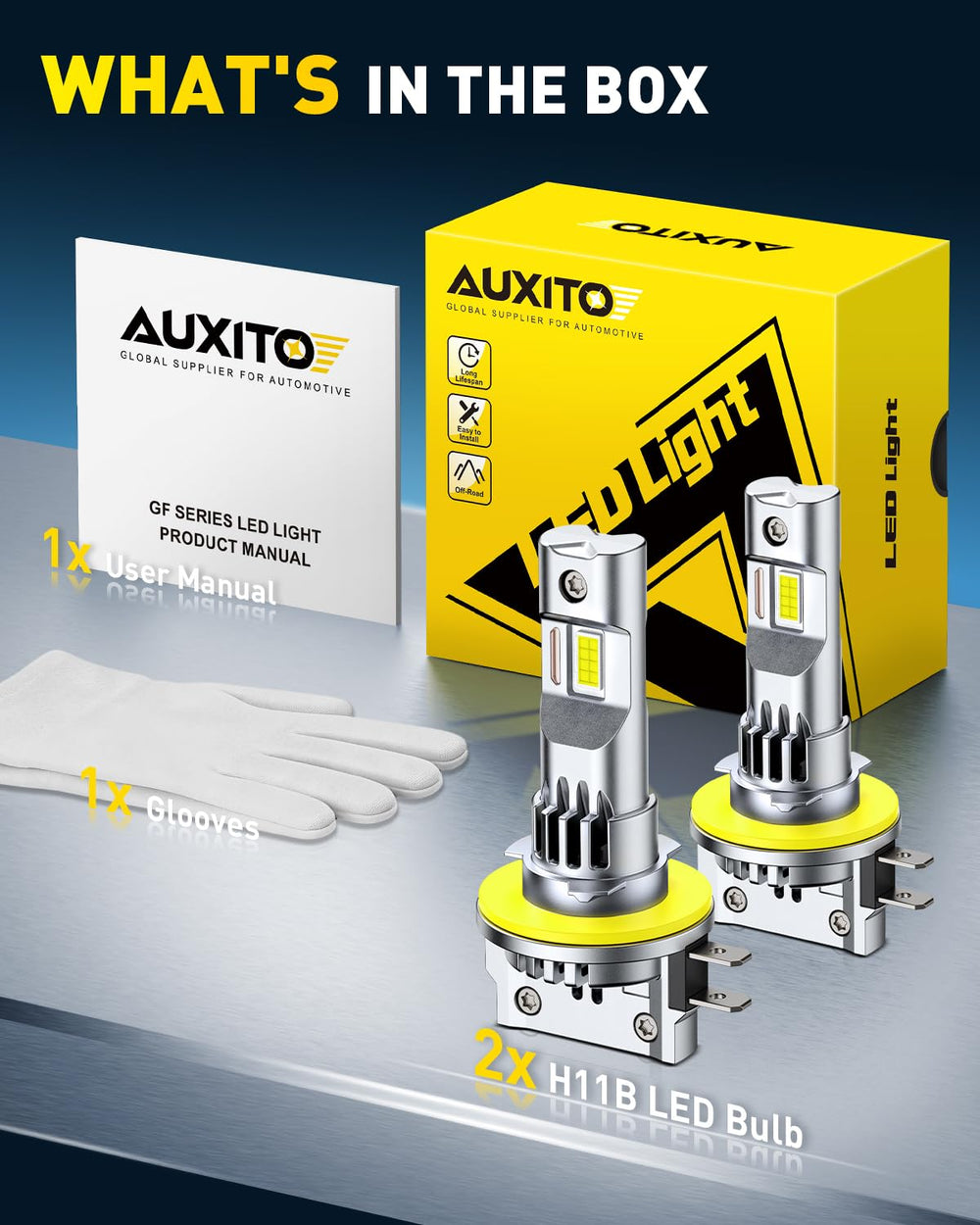 AUXITO H11B includes dual bulbs for a quick, reliable upgrade