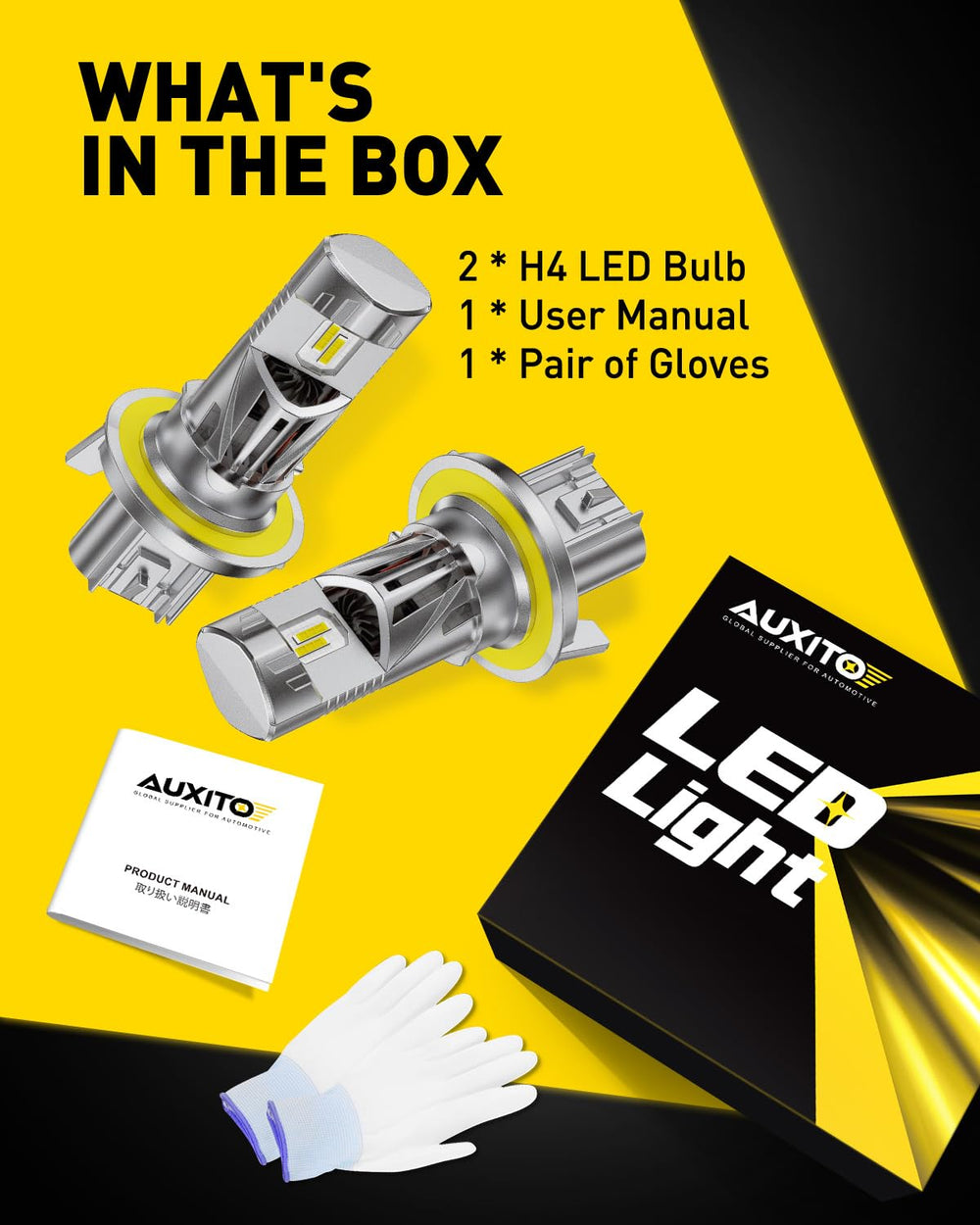 AUXITO H13 offers 60,000+ hours lifespan for low maintenance lighting.