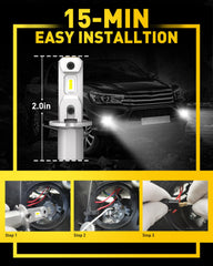 AUXITO H3 LED fog light bulb IP67 waterproof design withstands wet conditions.