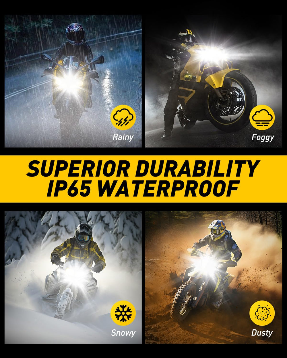 AUXITO H4 30,000-hour lifespan reduces bulb replacements.
