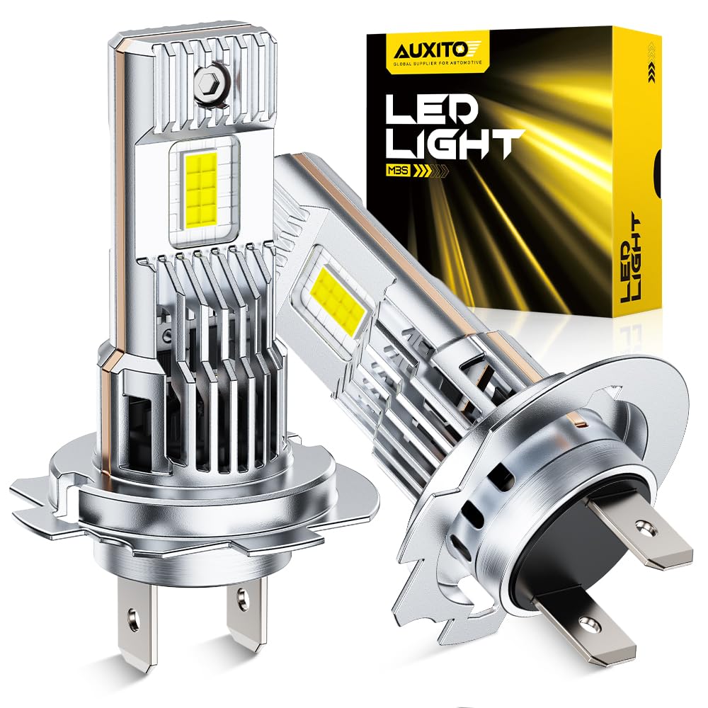 AUXITO H7 LED bulbs with 900-percent brightness for enhanced night visibility.