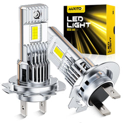 AUXITO H7 LED bulbs with 900-percent brightness for enhanced night visibility.