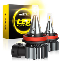 AUXITO H8/H11/H16 amber fog light glow improves visibility in foggy conditions.