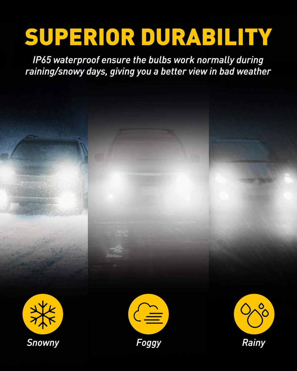 Auxito compatibility with H8, H11, H16 sockets for fog light and DRL use.