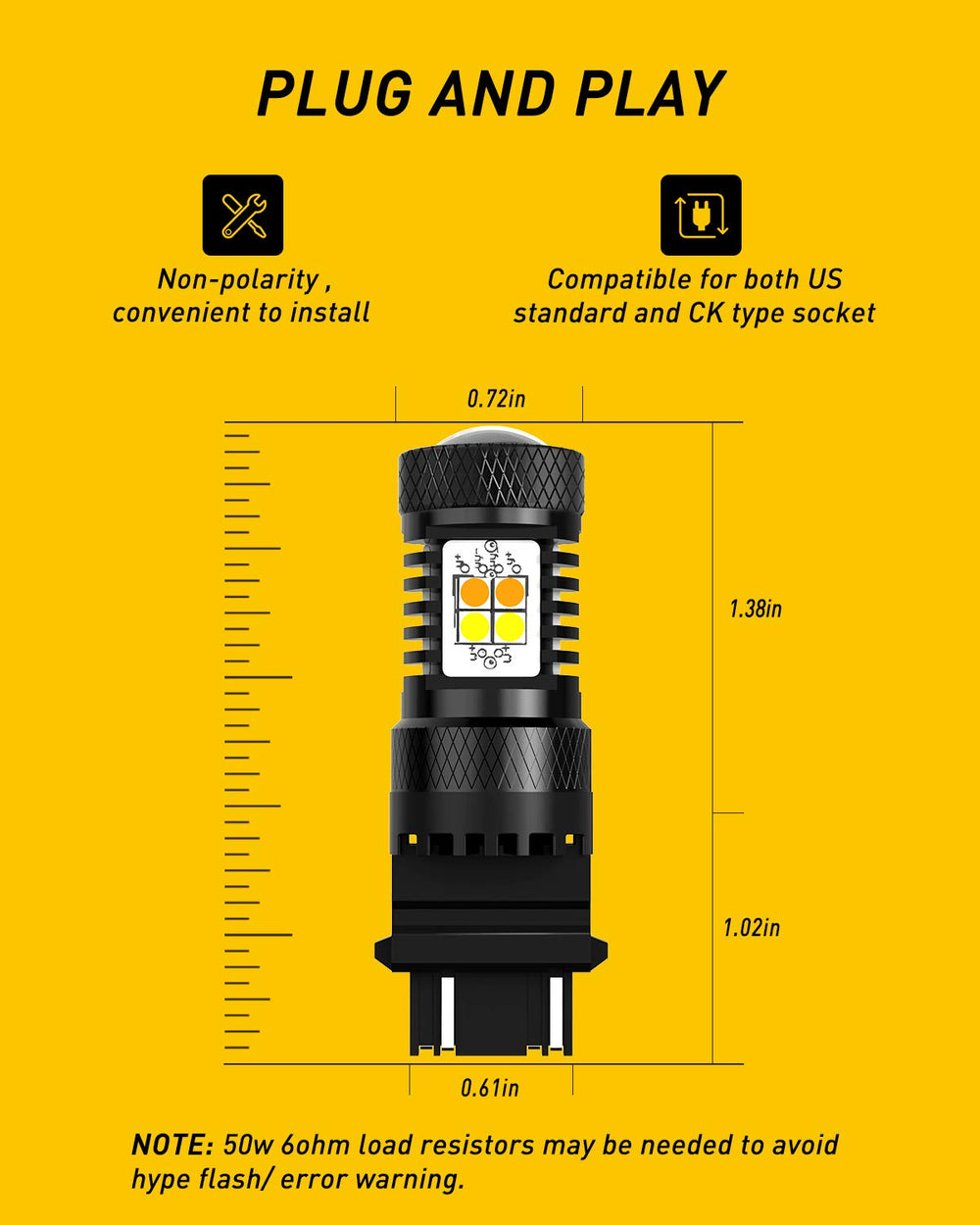 AUXITO aluminum heat-dissipation board improves reliability and longevity of the bulbs.