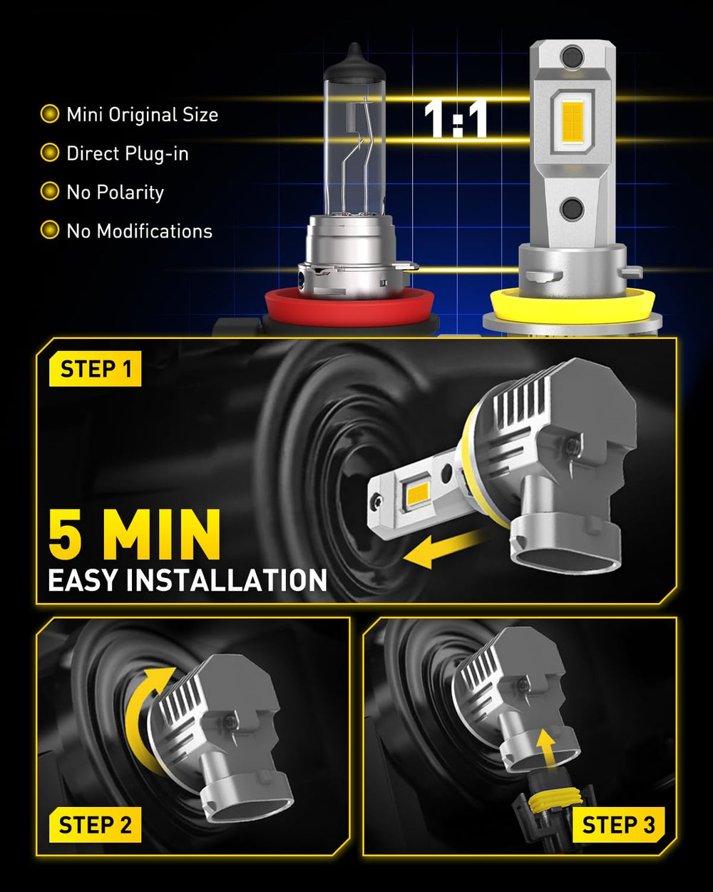 AUXITO intelligent IC fog light works with various vehicles for seamless operation.