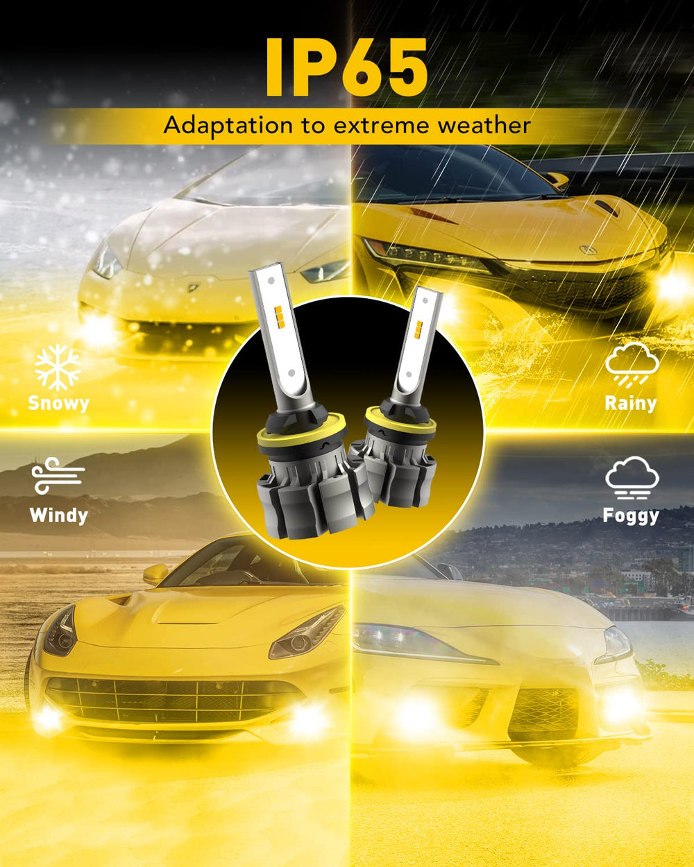 AUXITO IP65 waterproof and dustproof fog light for all-weather reliability.