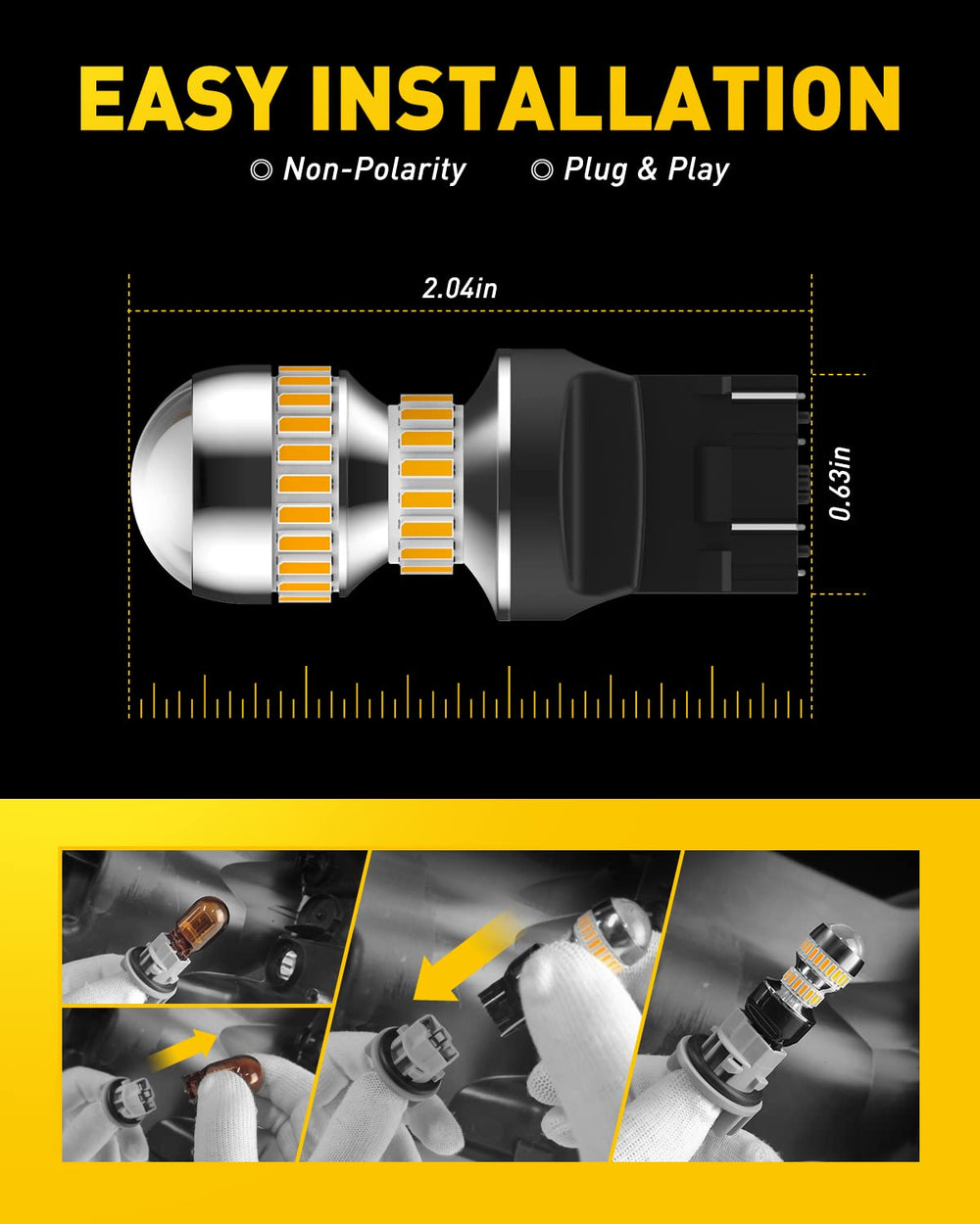 AUXITO amber DRL 3157 offers full 360° illumination.