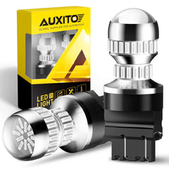 Auxito 3157 red LED brake light bulb with 360-degree illumination for clear braking signals