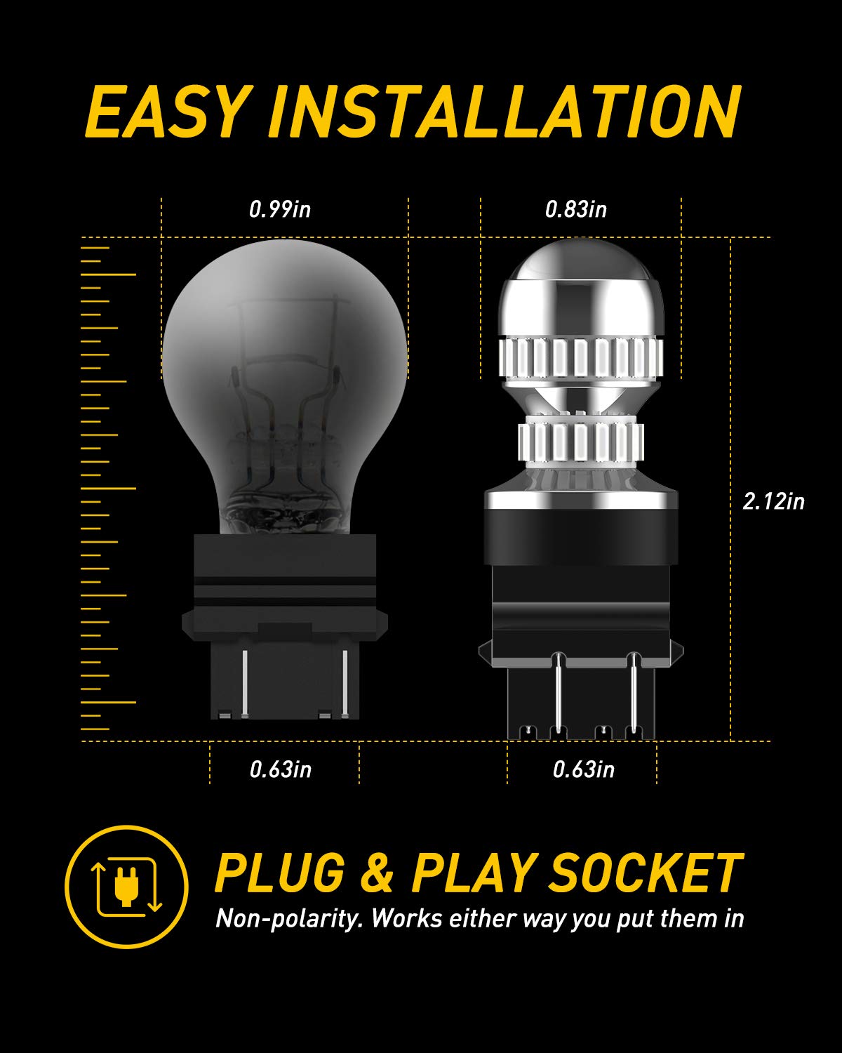 Auxito LED bulb creating a uniform 360-degree spotlight effect in red