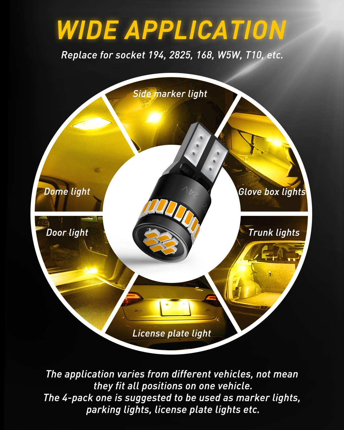 AUXITO license plate light amber-yellow delivers clear plate illumination