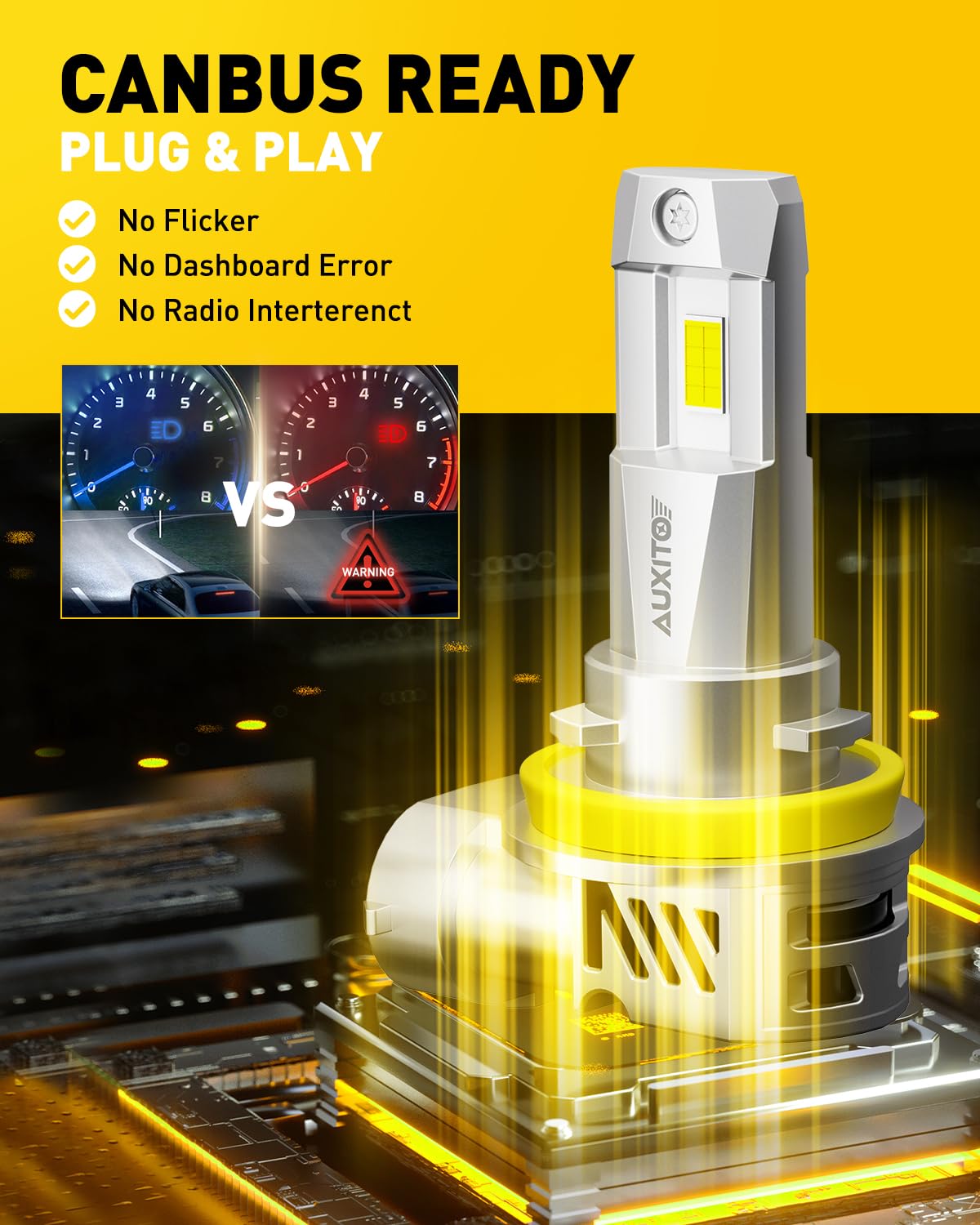 Bright night illumination with AUXITO fog lights improving road contrast.