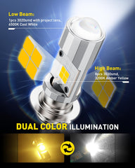 AUXITO P15D warm-yellow high-beam increases contrast in adverse weather.