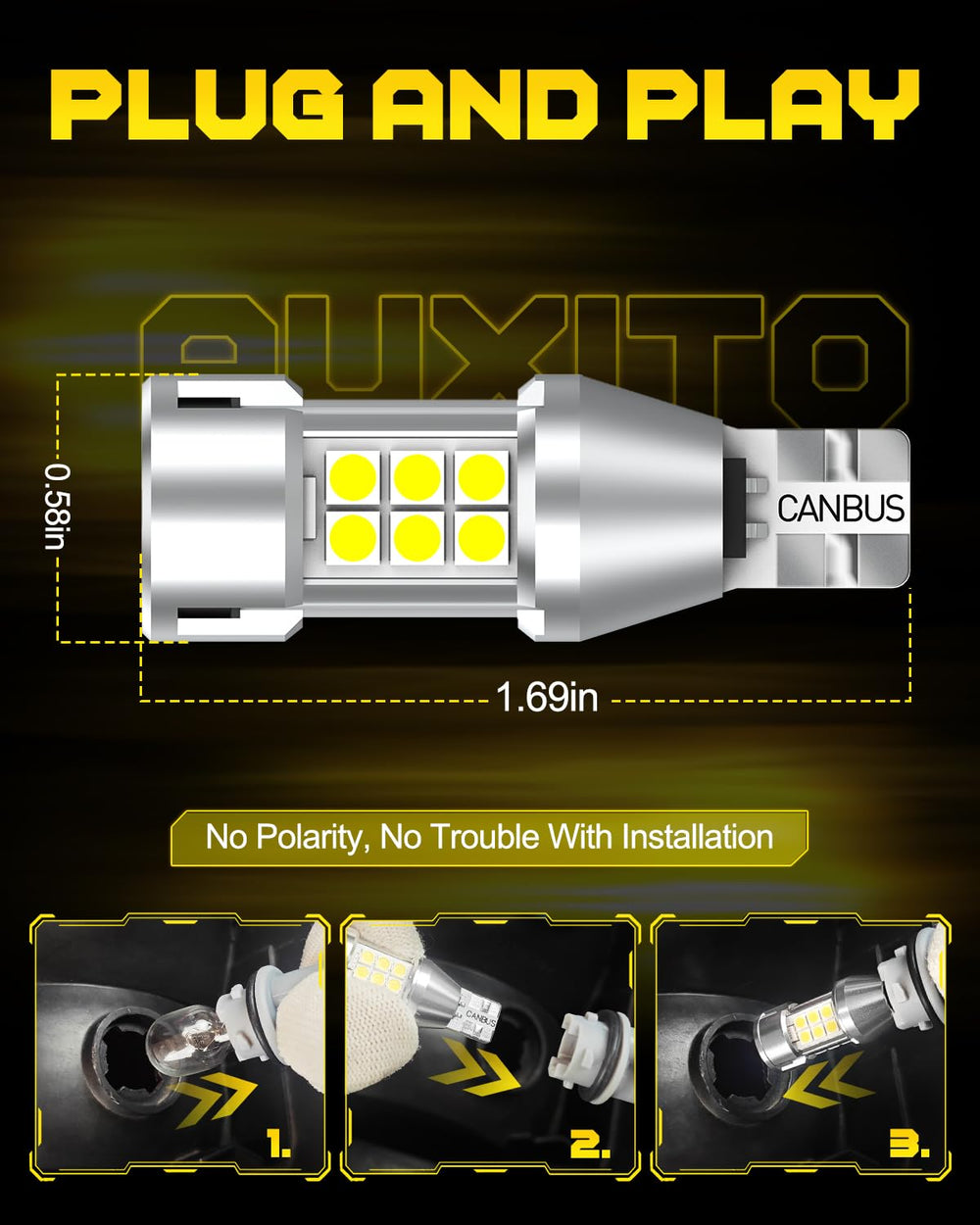 AUXITO pack of 2 backup light bulbs — complete vehicle coverage.