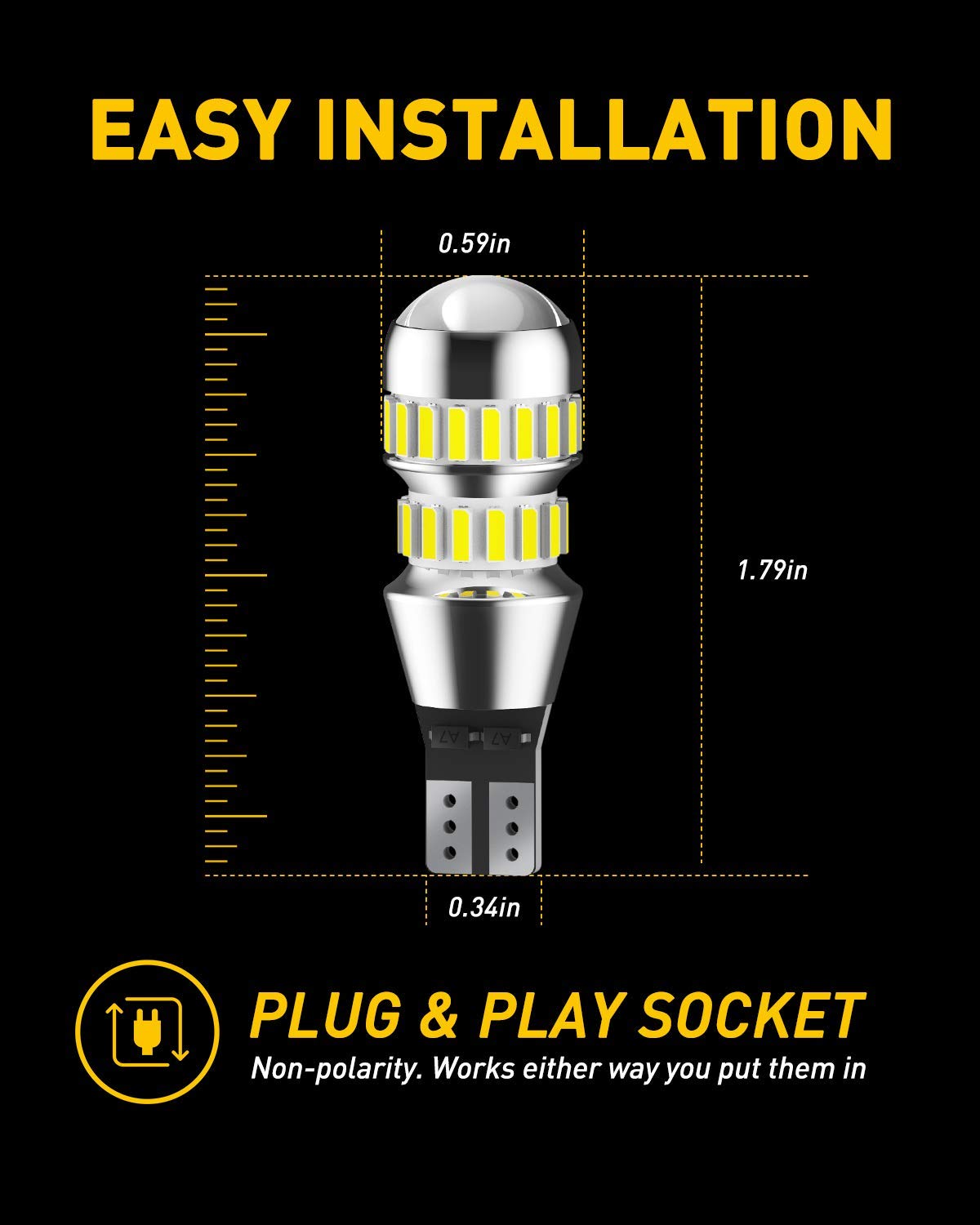 AUXITO plug-and-play fitment for 912 and 921 sockets for easy upgrade.