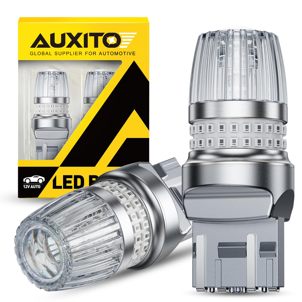 AUXITO red 7440/7443 LED brake light with projector lens for even glow