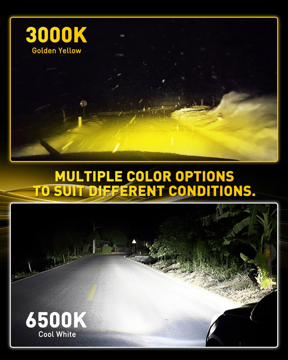 AUXITO switchback white 6500K fog light for clear night driving