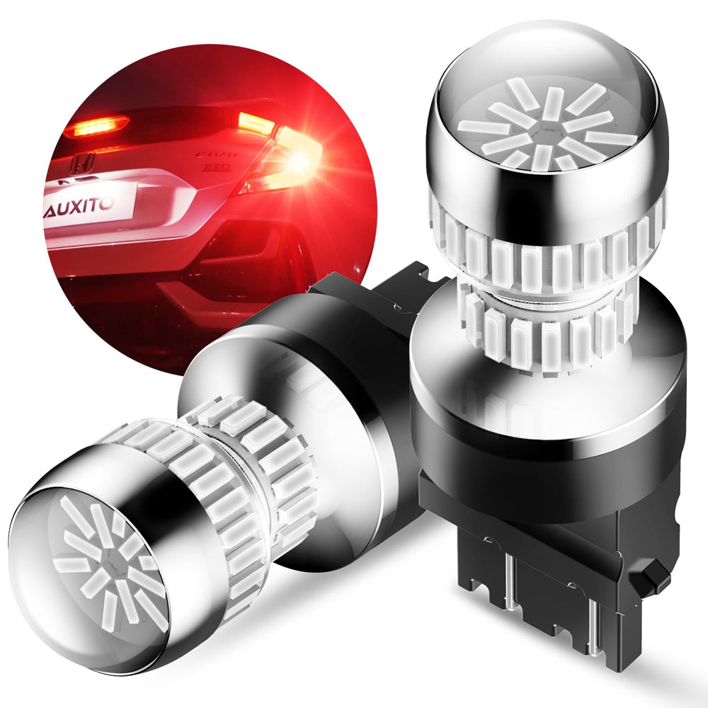 AUXITO T25 LED strobe brake light bulbs for instant brake visibility