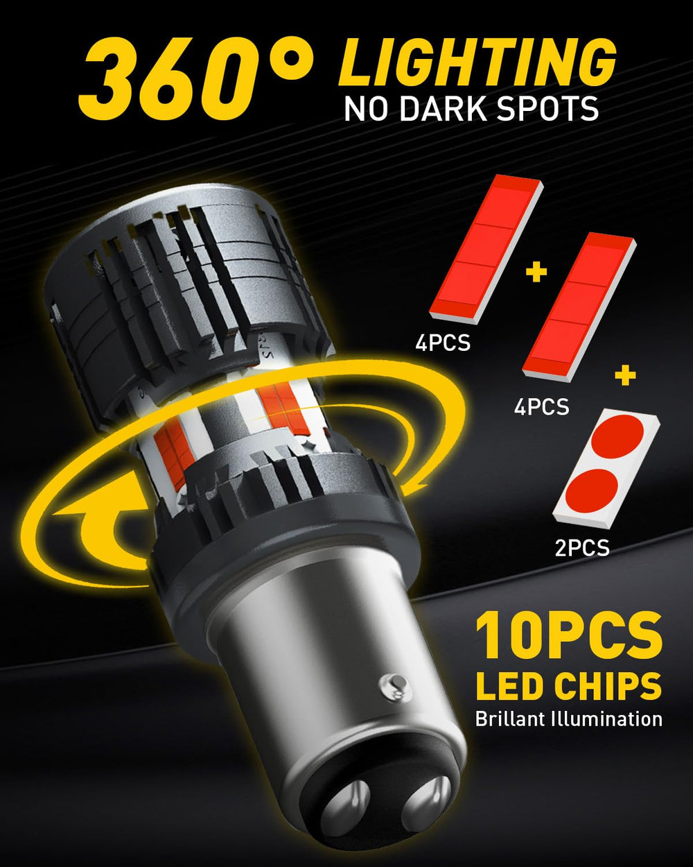 AUXITO two-pack red LED bulbs for easy upgrade and consistent lighting.