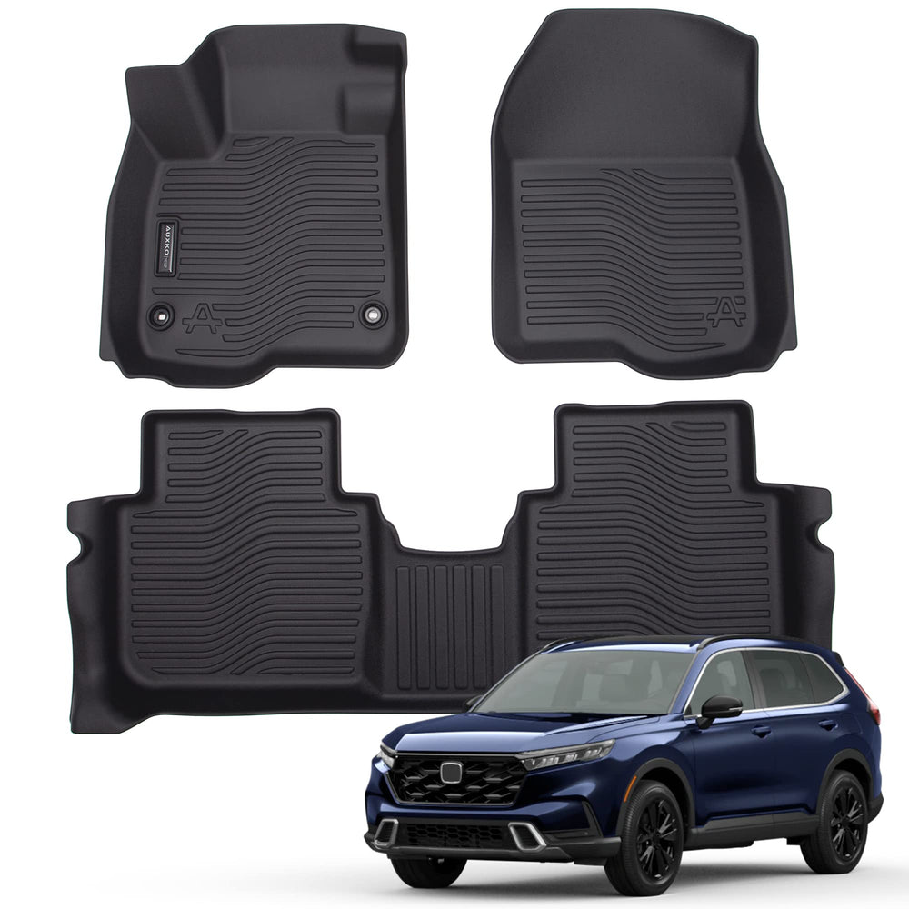 Auxko all-weather floor mats front view show precise CR-V fit for 2023–2026.