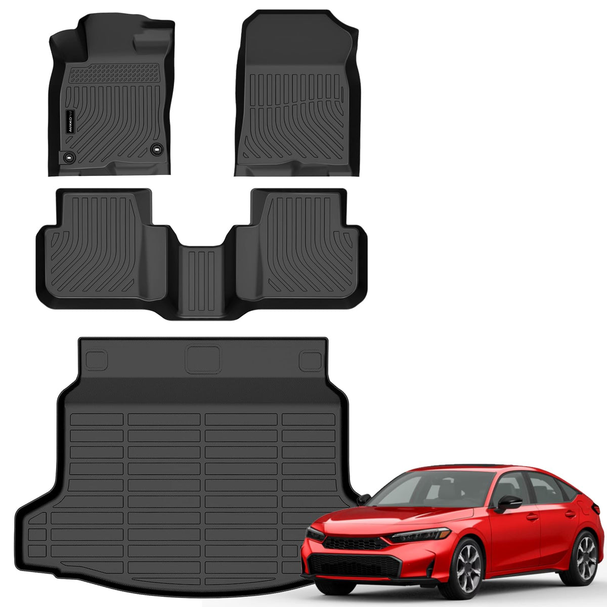 Auxko all-weather floor mats for Honda Civic Hybrid 2025-2026 front—precise fit protects the carpet.