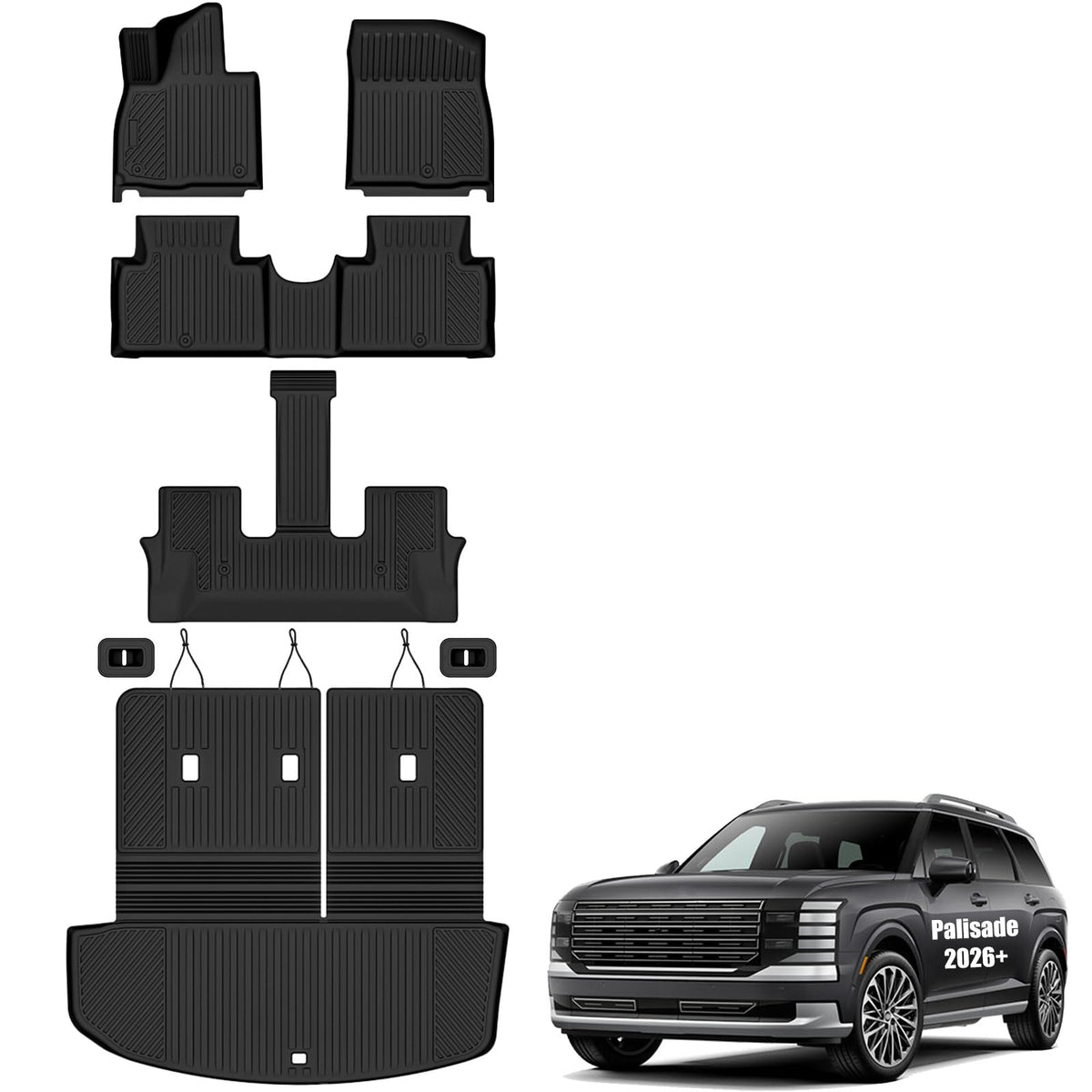 AUXKO all-weather front floor mats fitted to Hyundai Palisade 2026 protect carpet from spills