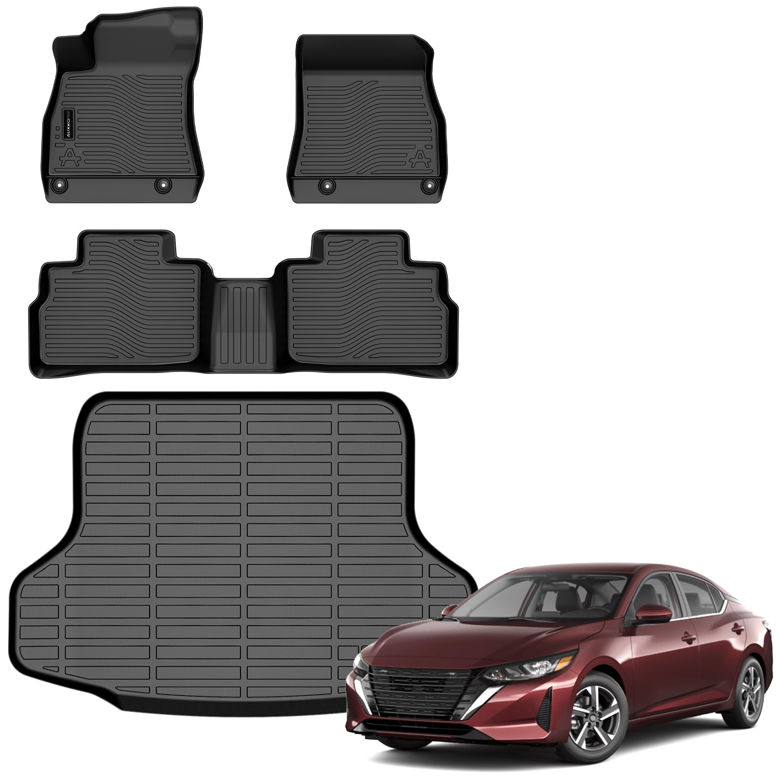 AUXKO all-weather floor mats for Nissan Sentra cargo area with precise fit and coverage.