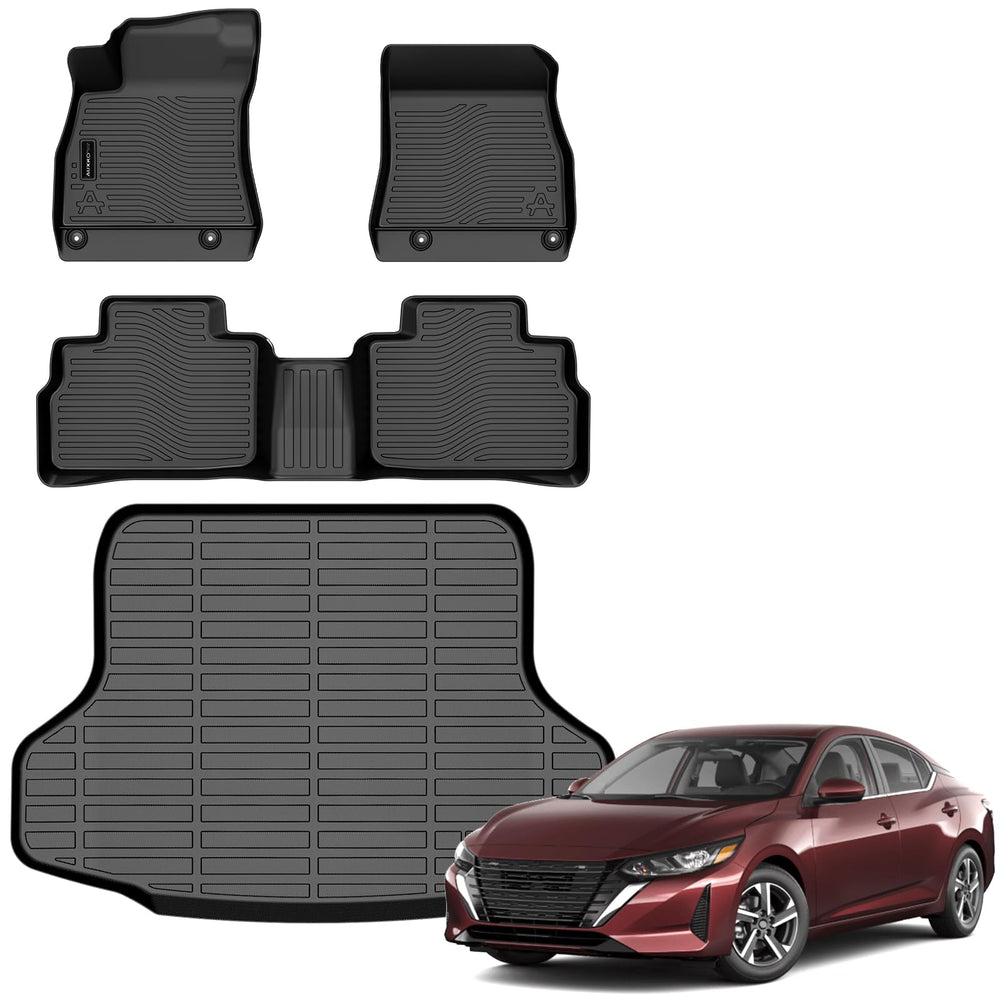 AUXKO all-weather floor mats for Nissan Sentra cargo area with precise fit and coverage.