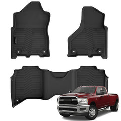Auxko all-weather floor mats front view showing precise Ram fit and carpet protection.