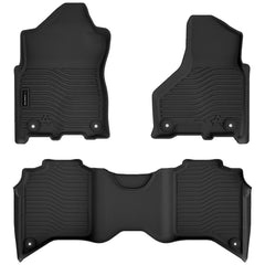 Auxko mats rear view shows full coverage for Ram crew cab against spills.