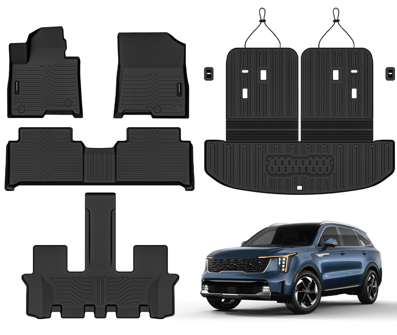 Auxko Kia Sorento Hybrid driver mat shows precise fit and non-slip grip for interior protection