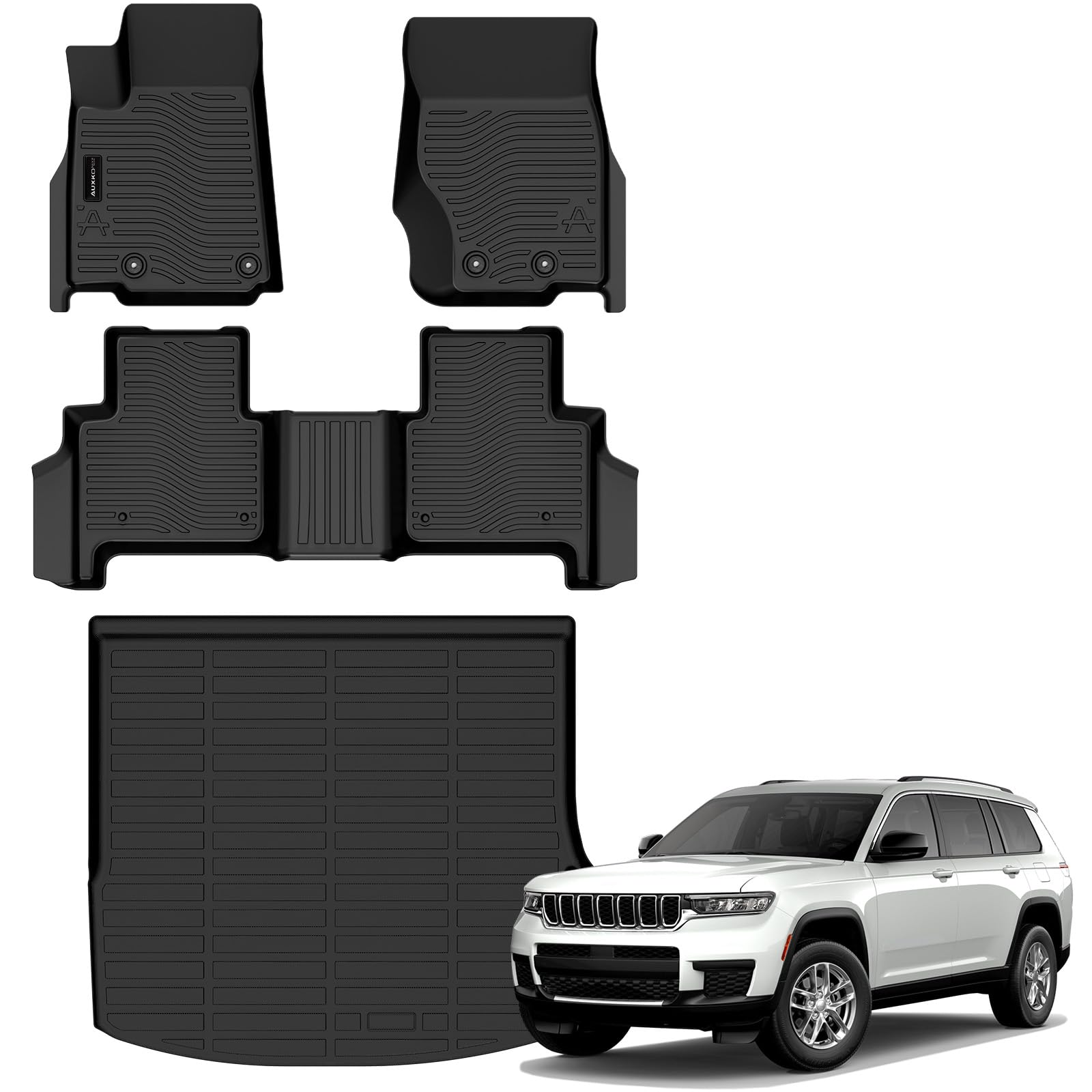 Auxko Grand Cherokee WL front mats with precise fit and durable protection.