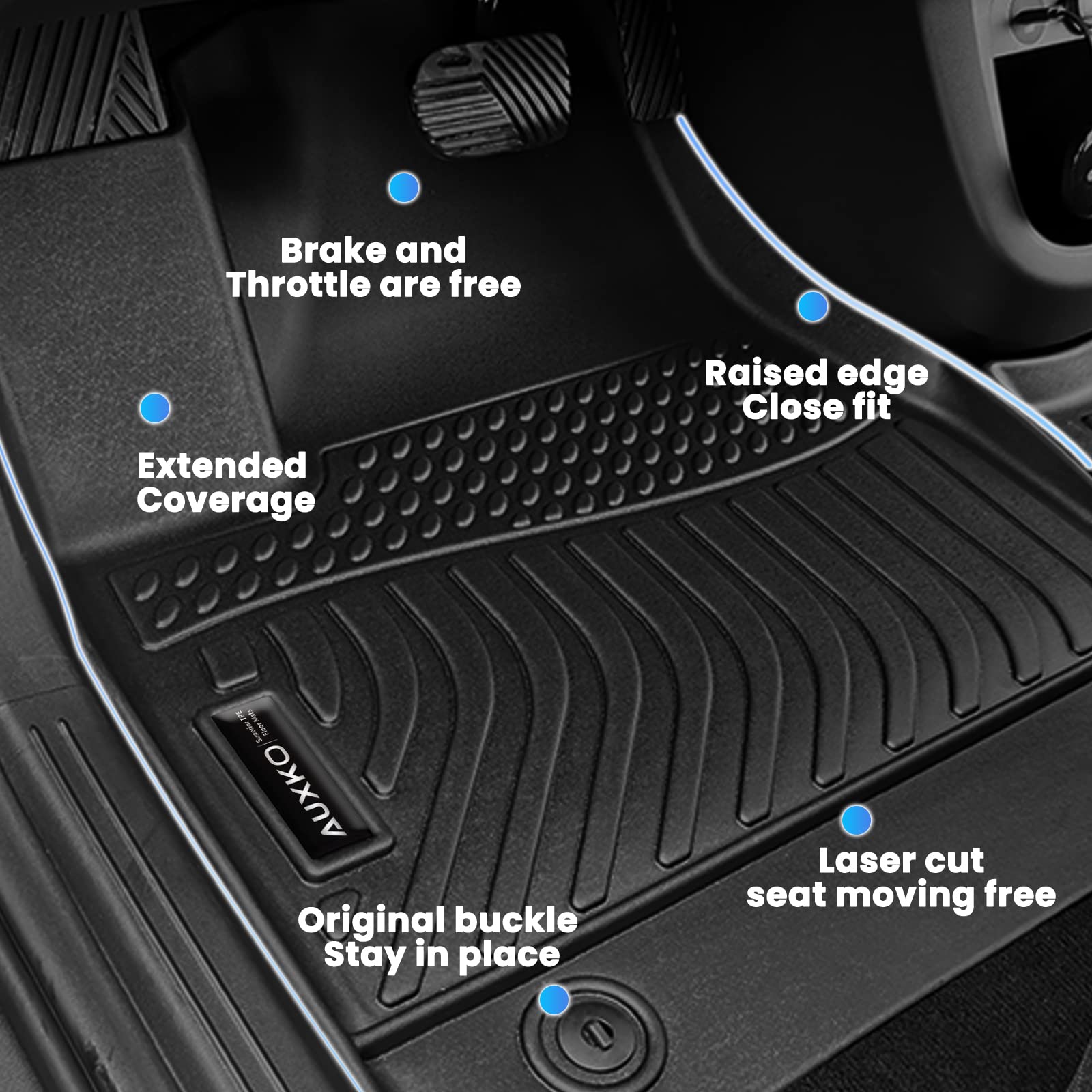 Auxko high-wall design protects carpet and contains spills.