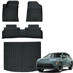 Auxko Kona EV front floor mats provide a tailored, odorless protection.