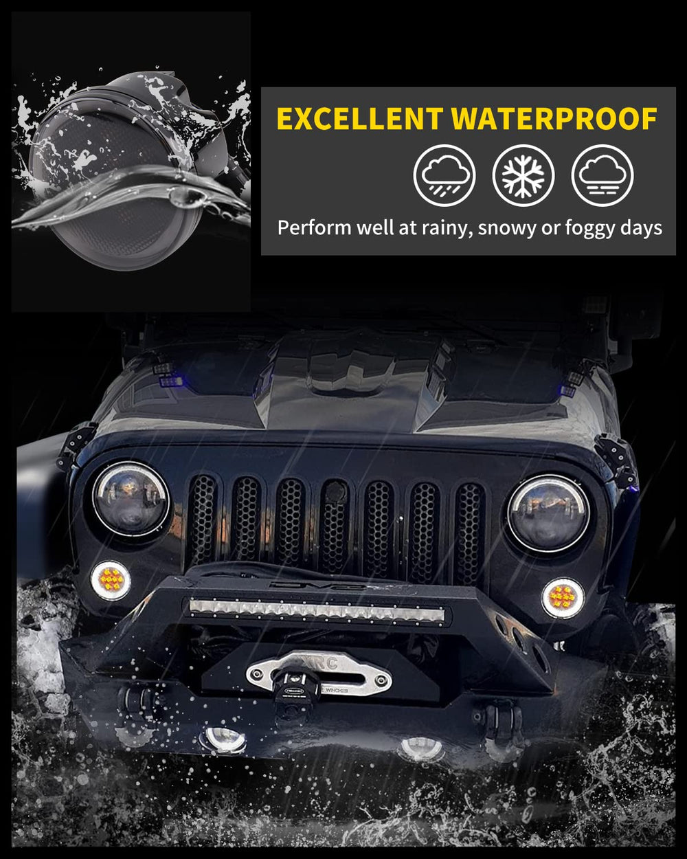 AUXLIGHT durable ABS housing resists impact and weather.