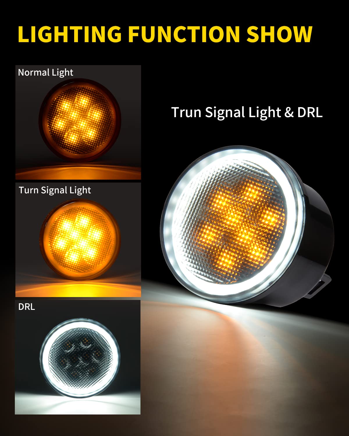 AUXLIGHT smoked lens halo DRL turn signal boosts stylish stealth appeal for Jeep Wrangler.