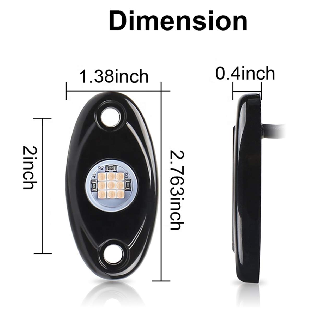 AUXMOTEC graphic illustrating 9-LED configuration and red illumination