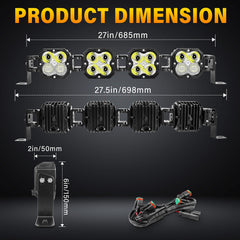 AUXTINGS 27-inch LED light bar side profile shows slim, integrated design for vehicle mounting
